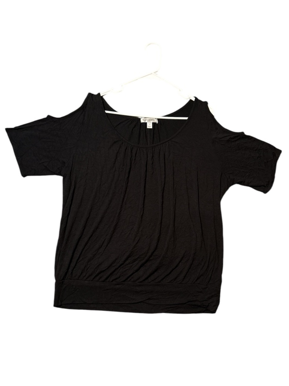 dressbarn Black Cold-Shoulder Short Sleeve Top
